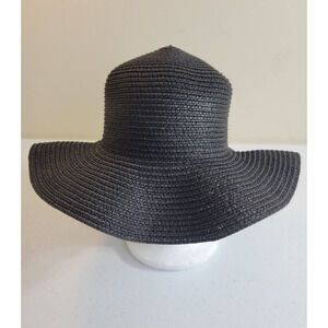 Floppy Summer Beach Straw Sun Hat Women's Black Packable Wide Brim One Size